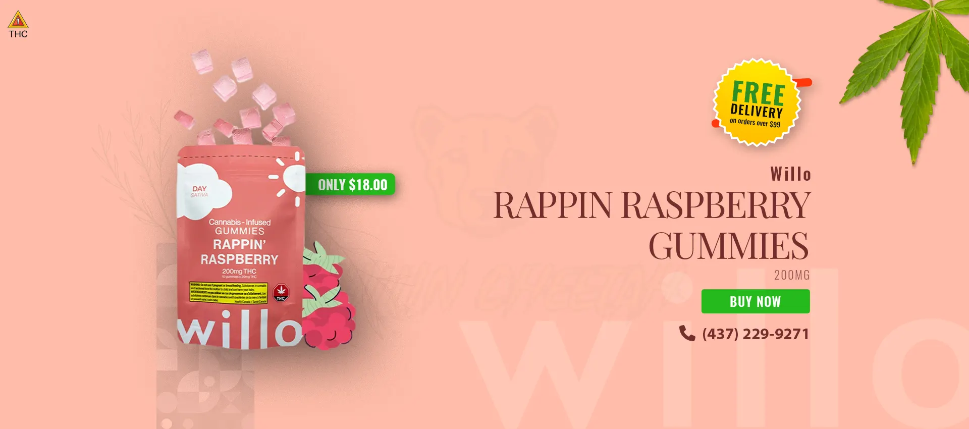 Willo Rappin Raspberry 200mg Gummies